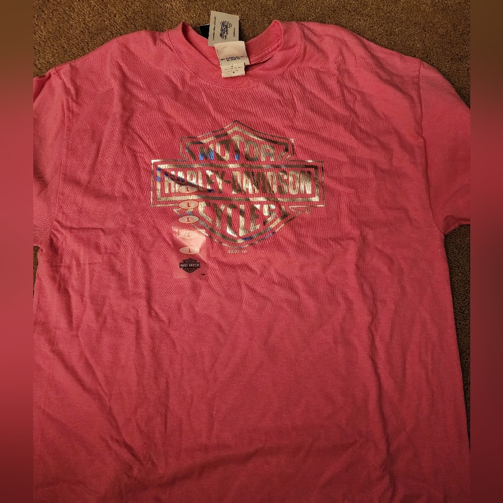 Harley Davidson Men's L pink t shirt